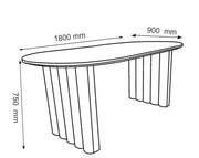 ROME DINING TABLE WITH WALNUT EFFECT LEGS AND A WALNUT WOOD EFFECT TOP. MEASUREMENT 180X90X75CM