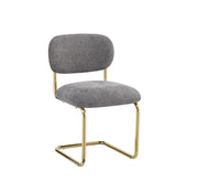ARC CHAIR WITH SILVER LEGS AND ANTHRACITE MARBELLA FABRIC UPHOLSTERY.