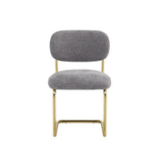 ARC CHAIR WITH SILVER LEGS AND ANTHRACITE MARBELLA FABRIC UPHOLSTERY.