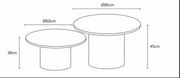 CIRCLE COFFE TABLE SET WITH WALNUT EFFECT MDF LEGS AND WALNUT WOOD EFFECT MDF TOPS 80X45CM + 60X38CM
