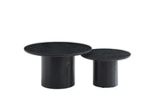 CONJUNTO DE MESAS DE CENTRO CIRCLE CON PATAS DE MDF EFECTO NEGRO Y TAPAS DE MDF EFECTO MADERA NEGRO. MEASUREMENT 80X45CM + 60X38CM