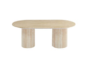 KEYSHA COFFEE TABLE WITH A TRAVERTINE EFFECT BASE AND A GLOSSY TRAVERTINE CERAMIC TOP. MEASURING 120X60X45CM
