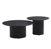 BAIETA COFFEE TABLE SET WITH BLACK MEATL LEGS AND BLACK EFFECT MDF TOPS. MEASUREMENT 80X39CM + 60X46CM.