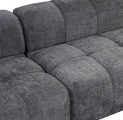 A LARGE DARK GRAY SECTIONAL SOFA WITH ROUNDED ARMS. MEASUREMENT 280X186CM