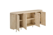 A STONEA SIDEBOARD WITH MATTE BEIGE FINISH AND EFFECT CERAMIC TOP WITH 4 DOORS . MEASUREMENT 180X40X85CM