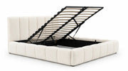 A BED IN DOUDOU FABRIC WITH SOMMIER AND ELEGANT LOOK. MEASUREMENT 160X200CM
