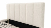 A BED IN DOUDOU FABRIC WITH SOMMIER AND ELEGANT LOOK. MEASUREMENT 160X200CM