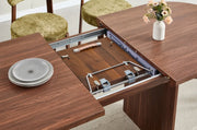 A MODREN EXTENSIBLE DINING TABLE IN DARK WALNUT  . MEASUREMENT 180/200X90X75CM