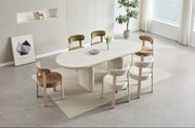 A MODREN EXTENSIBLE DINING TABLE IN TRAVERTINE COLOR . MEASUREMENT 180/200X90X75CM