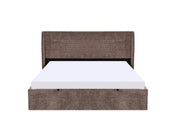 A NOLA MOKA CREMONA FABRIC SOMMIER STORAGE BED . MEASUREMENT 180X200CM