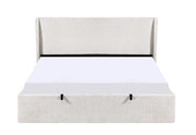 A NOLA BEIGE CREMONA FABRIC SOMMIER STORAGE BED . MEASUREMENT 140X190CM