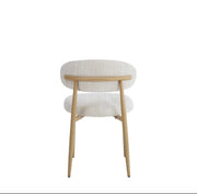 LUCILE BEIGE CREMONA FABRIC CHAIR WITH WOOD EFFECT LEGS.