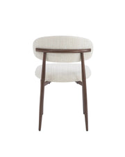 LUCILE BEIGE  CREMONA FABRIC CHAIR WITH WALNUT EFFECT LEGS.