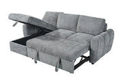A CUBA LEFT SIDEDE CORNER SOFA COMBINES CONTEMPORARY STYLE WITH COMFORT. WITH UPHOLSTERED IN SOFT CREMO FABRIC IN GREY FINISH. MEASUREMENT 238X160CM