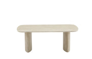 TINA COFFEE TABLE IN TRAVERTINE EFFECT LEGS WITH MATTE TRAVERTINE CERAMIC TABLETOP . MEASUREMENT 120X60X45CM